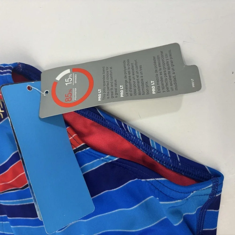 NWT Speedo Pro LT Competitive Swim Briefs Boys 26 / 10 Blue Stripe Racing